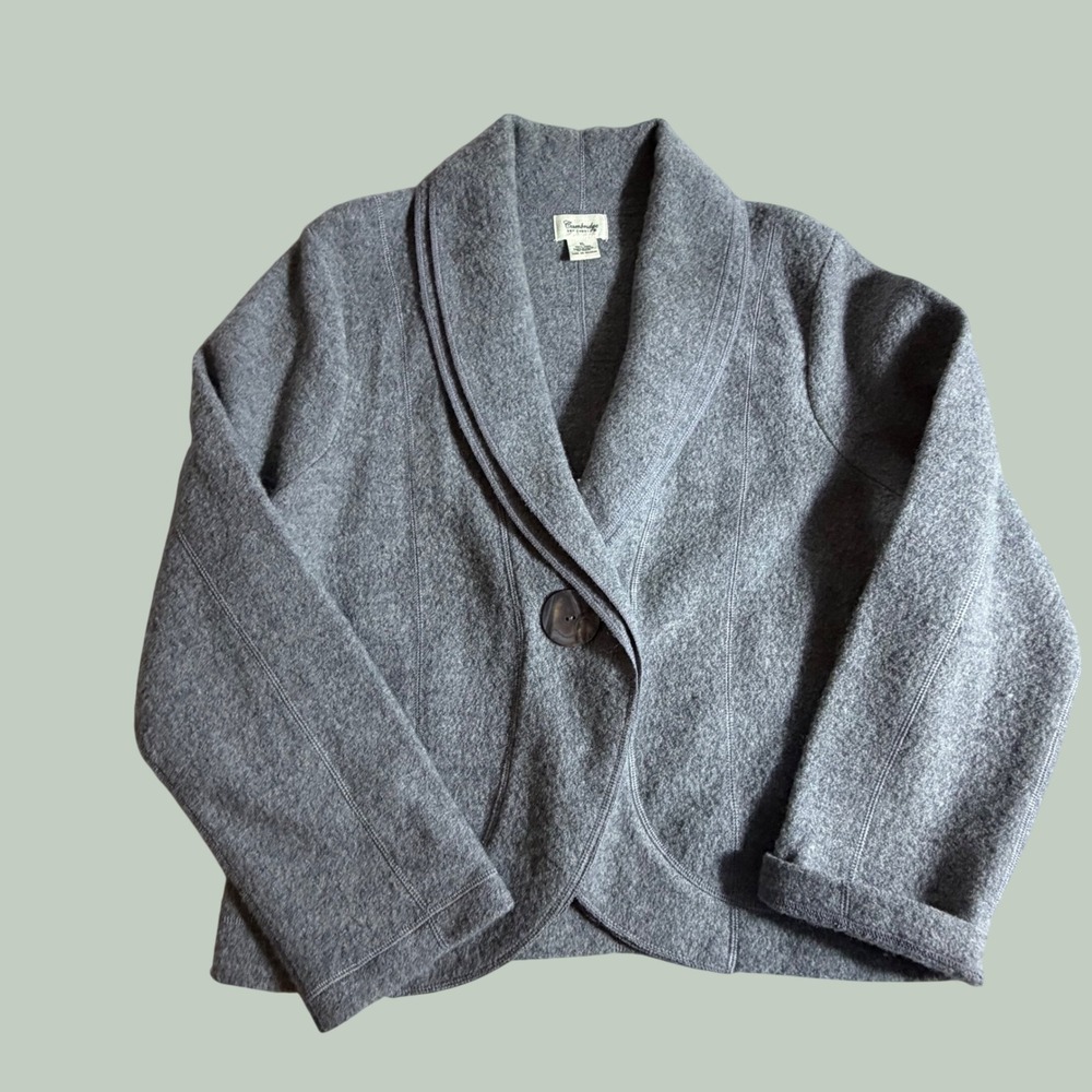 Cambridge Dry Goods Gray 100% Boiled Wool Shawl Collar Jacket XL Single Button